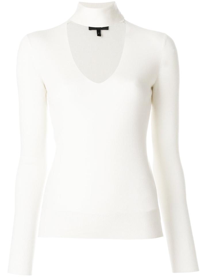 Theory Choker V-neck Jumper - Nude & Neutrals