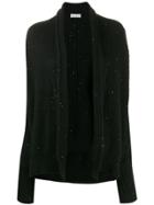 Brunello Cucinelli Sequin-embellished Cable Knit Cardigan - Black