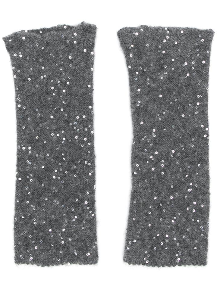 Fabiana Filippi Sequin Embellished Fingerless Gloves - Grey