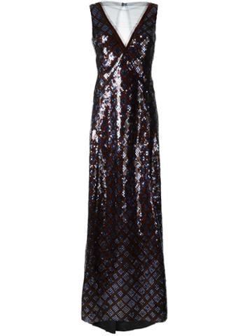 Marc Jacobs Plaid Sequined Sleeveless Gown