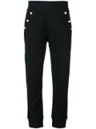 Boutique Moschino Buttoned Tapered Trousers, Women's, Size: 42, Black, Cotton