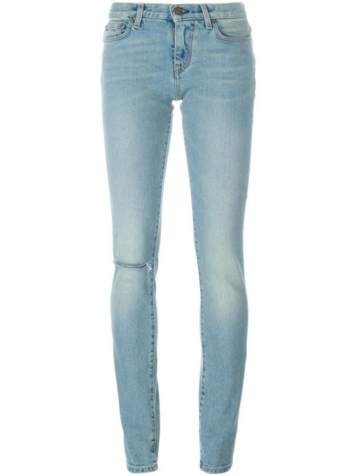 Saint Laurent Stonewashed Jeans, Women's, Size: 25, Blue, Cotton/polyurethane