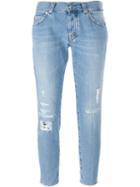 +people Distressed Cropped Jeans, Women's, Size: 27, Blue, Cotton