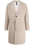 Hevo Single-breasted Belted Coat - Neutrals