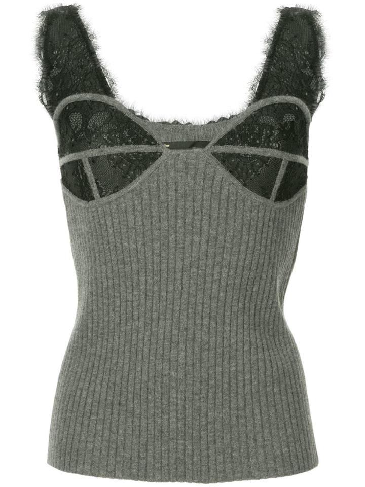 Muller Of Yoshiokubo Lace-detail Knitted Vest - Grey