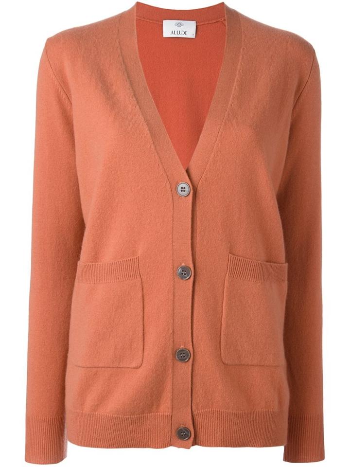 Allude V-neck Cardigan, Women's, Size: Small, Yellow/orange, Cashmere