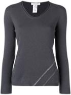 Fabiana Filippi Beaded V-neck Jumper - Grey