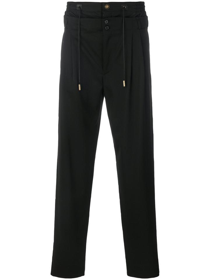 Saint Laurent Layered Drawstring Trousers - Black