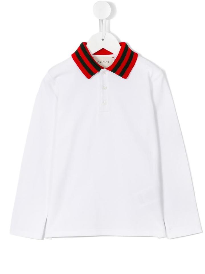 Gucci Kids Web Collar Polo Shirt, Boy's, Size: 6 Yrs, Red