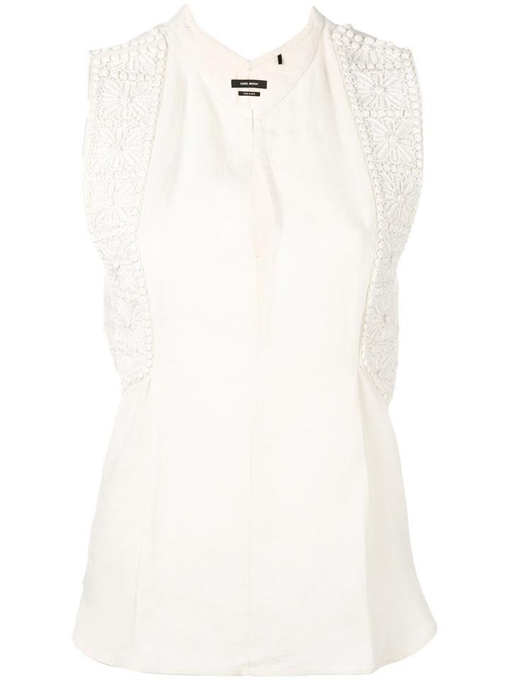 Isabel Marant - Floral Embroidered Top - Women - Silk/linen/flax - 40, White, Silk/linen/flax