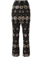 Givenchy Floral Embroidered Trousers, Women's, Size: 38, Black, Silk/cotton/polyamide/viscose