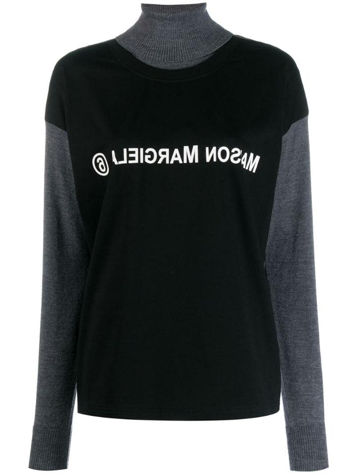 Mm6 Maison Margiela T-shirt Layered Roll Neck Jumper - Black