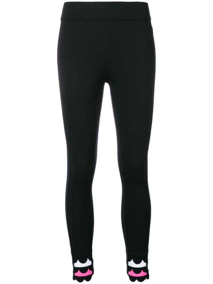 No Ka' Oi Scalloped Cuffs Sports Leggings - Black