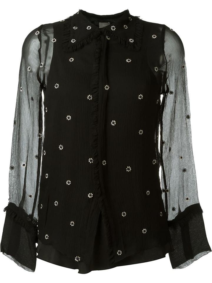 Jupe By Jackie Sheer Floral Embroidered Shirt