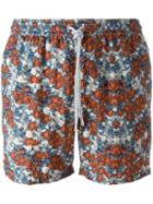 Capricode Floral Print Swim Shorts, Men's, Size: M, Nylon