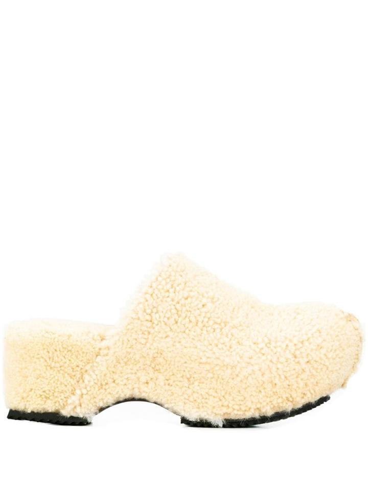 Jil Sander Shearling Mules - White