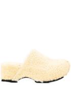 Jil Sander Shearling Mules - White