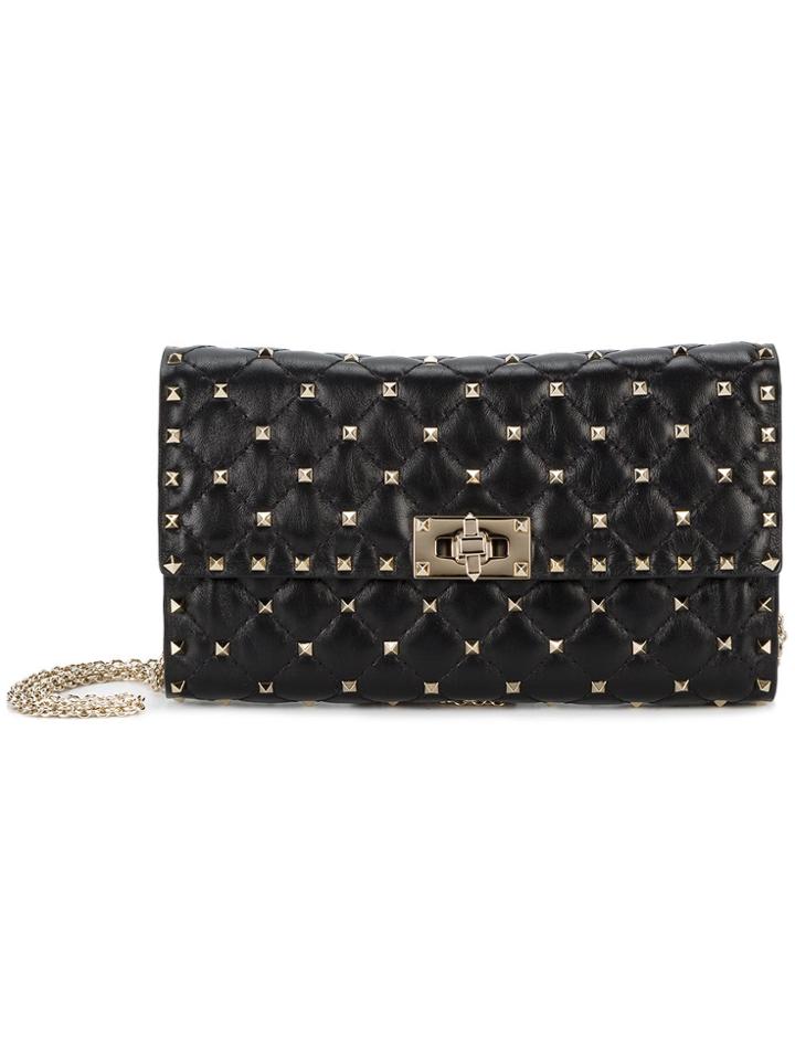 Valentino Medium Black Leather Spike Rockstud Chain Strap Bag