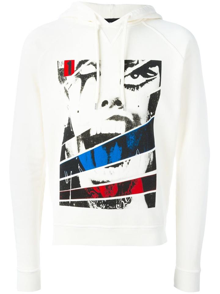 Dsquared2 Screaming Panel Hoodie, Men's, Size: Medium, White, Cotton