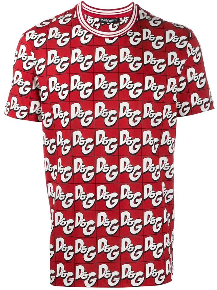 Dolce & Gabbana All-over Logo T-shirt - Red