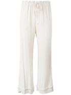 Raquel Allegra - Crepe Drawstring Waist Cropped Pants - Women - Rayon - 0, Nude/neutrals, Rayon