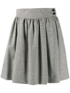 Msgm Houndstooth Pleated Mini Skirt - Black
