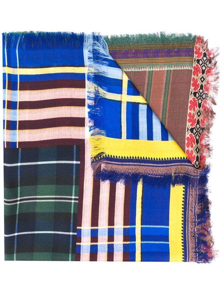 Pierre-louis Mascia Check Print Scarf - Blue