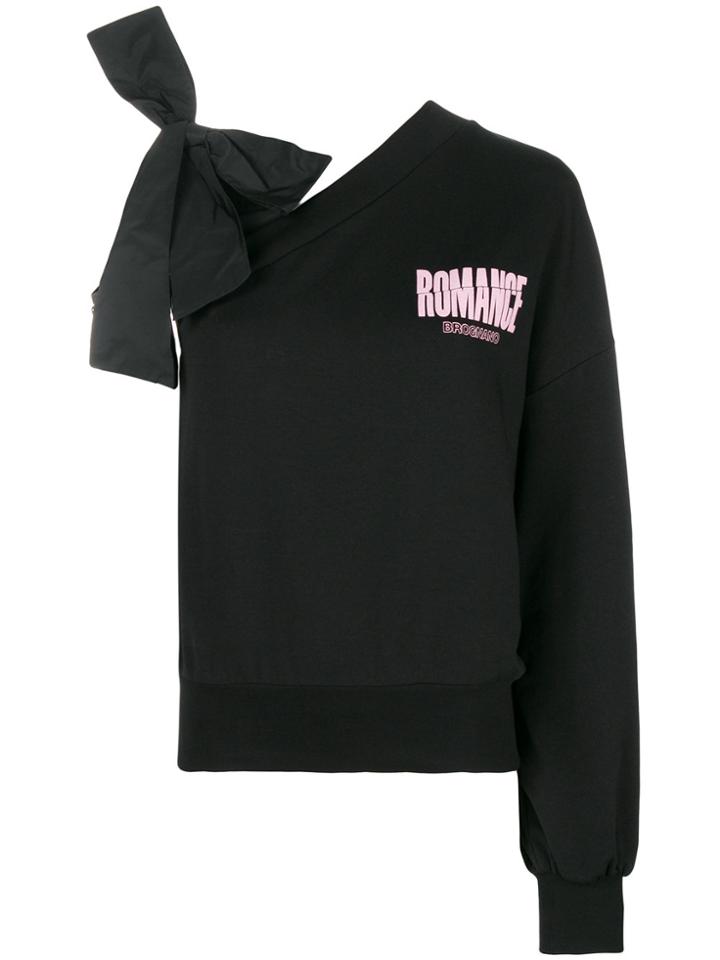 Brognano Bow Asymmetric Sleeves Sweatshirt - Black