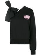 Brognano Bow Asymmetric Sleeves Sweatshirt - Black