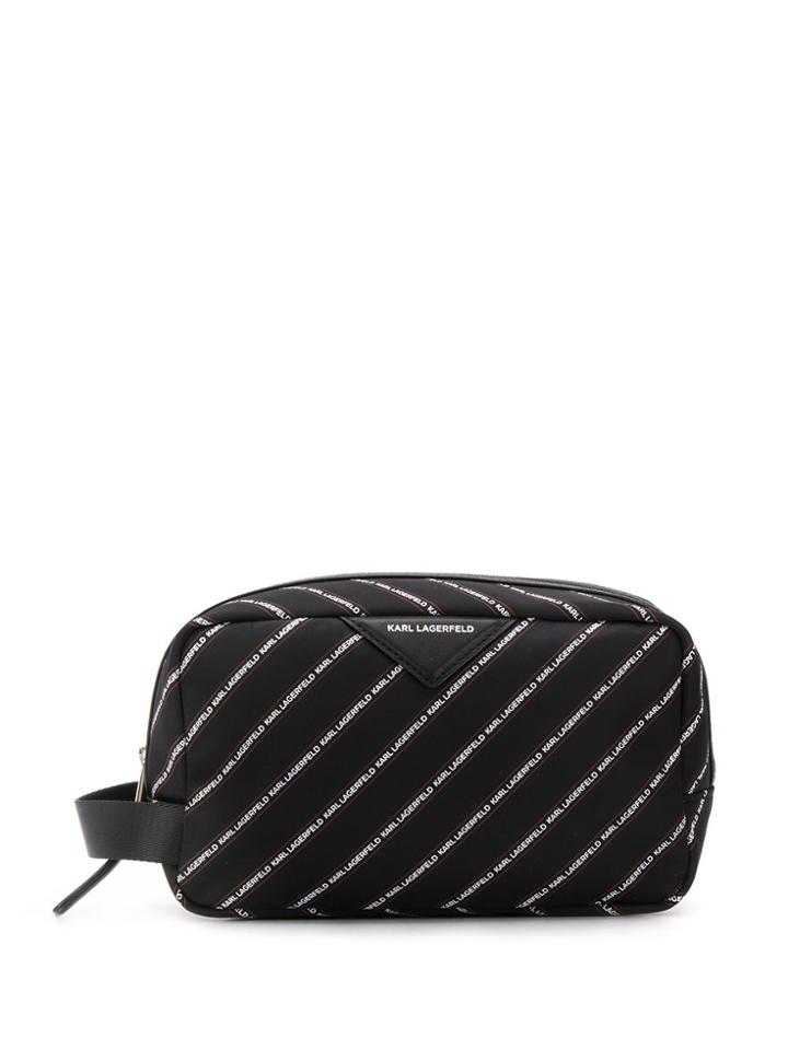 Karl Lagerfeld K/stripe Logo Nylon Washbag - Black