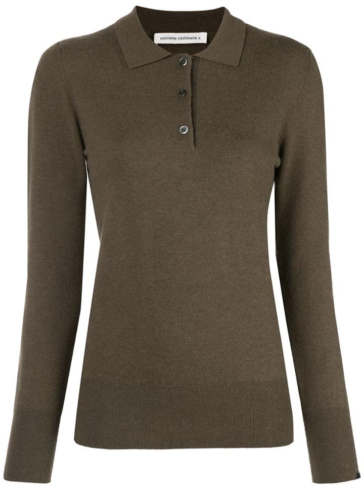 Extreme Cashmere Button Polo Jumper - Brown