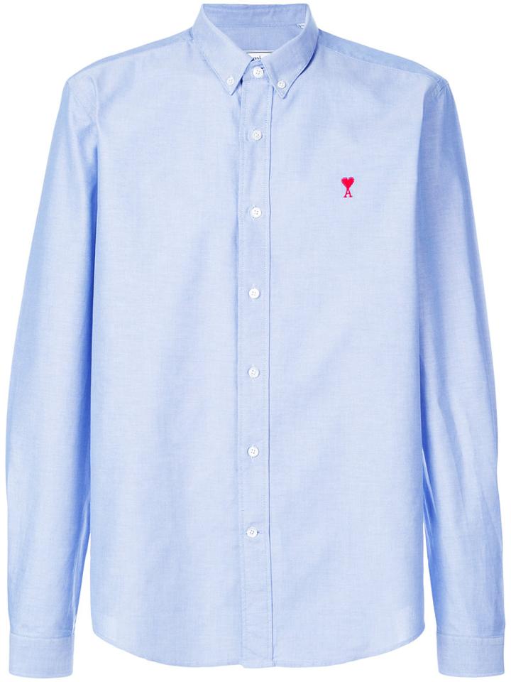 Ami Alexandre Mattiussi - Embroidered Logo Oxford Shirt - Men - Cotton - 39, Blue, Cotton