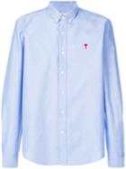 Ami Alexandre Mattiussi - Embroidered Logo Oxford Shirt - Men - Cotton - 39, Blue, Cotton