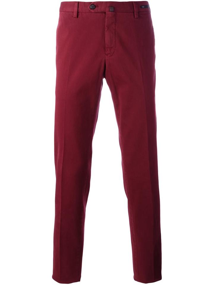Pt01 Slim Fit Chinos, Men's, Size: 52, Red, Cotton/spandex/elastane