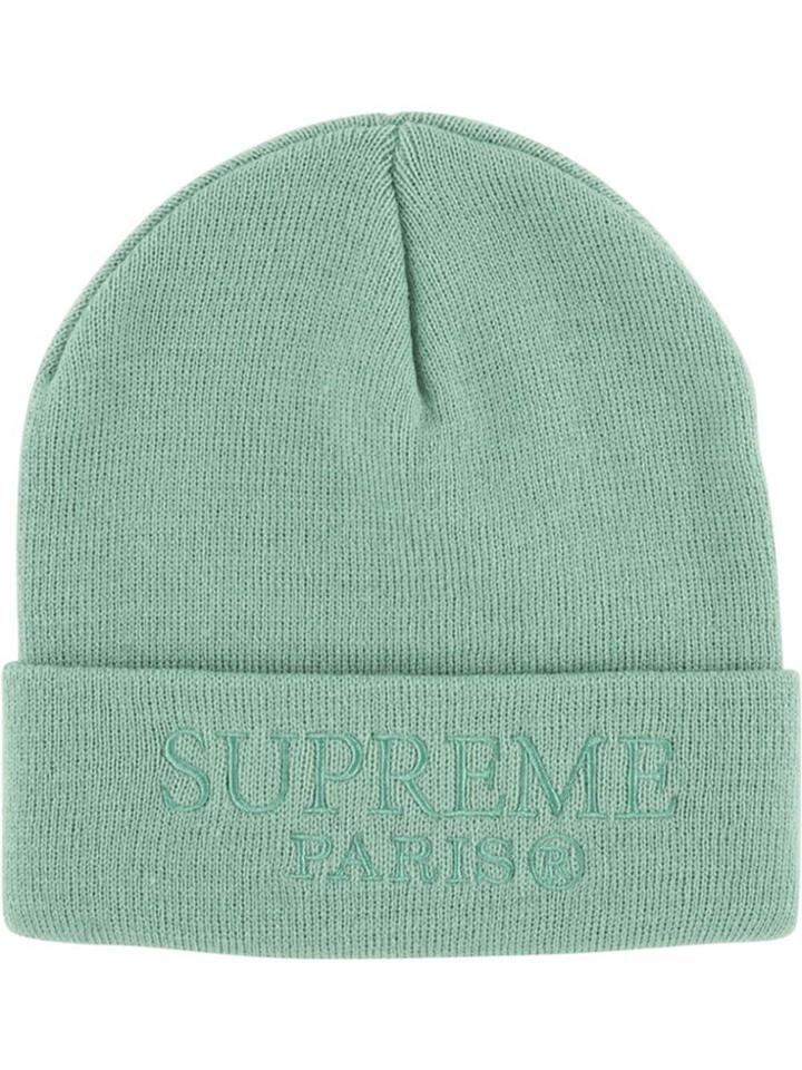 Supreme Logo Ribbed Beanie - Blue