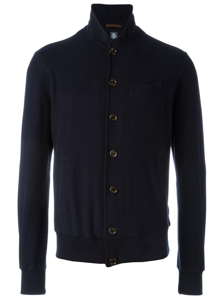 Eleventy Stand Collar Cardigan