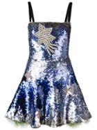 Valentino Sequinned Star Mini Dress, Women's, Size: 40, Blue, Silk/polyamide