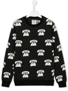 10x10 An Italian Theory Kids Telephone Print Sweatshirt, Boy's, Size: 14 Yrs, Black