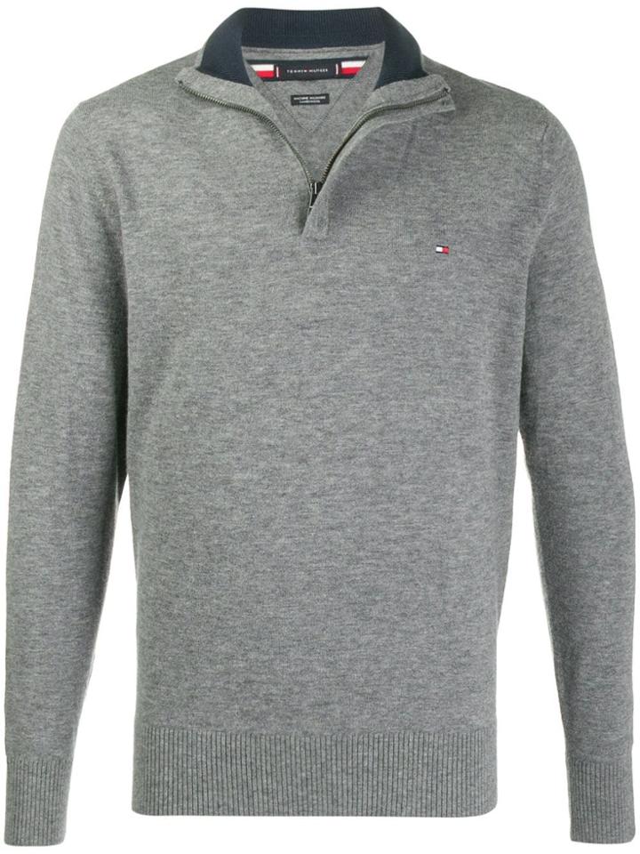 Tommy Hilfiger Zip-front Knit Jumper - Grey