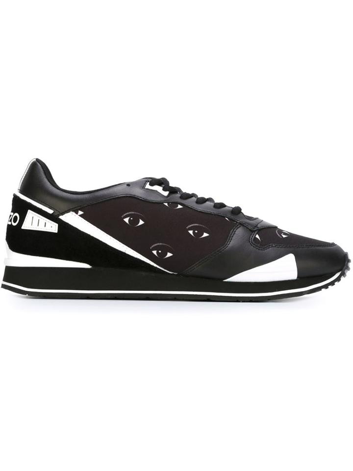 Kenzo Eyes Sneakers, Men's, Size: 42, Black, Leather/nylon/rubber