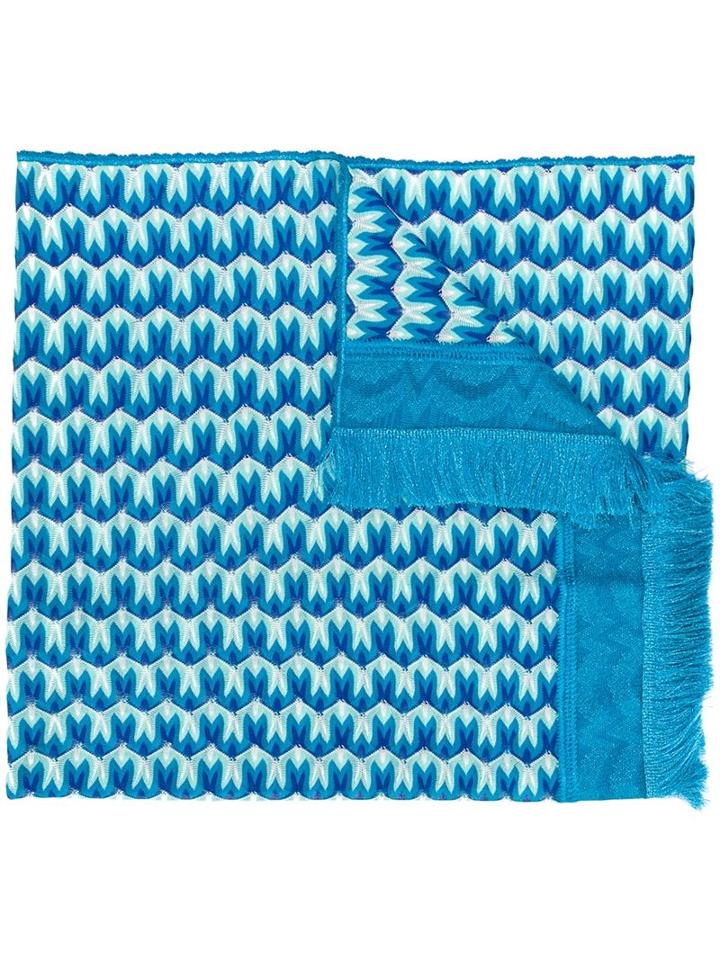 Missoni Knitted Scarf, Women's, Blue, Viscose/rayon/polyester