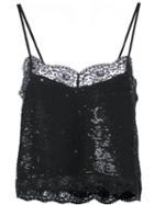 Ashish Sequinned Lace Camisole Top, Women's, Size: Small, Black, Silk/sequin