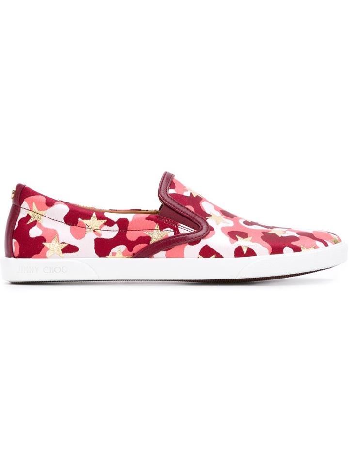 Jimmy Choo Demi Slip-on Sneakers, Women's, Size: 34, Pink/purple, Cotton/leather/rubber