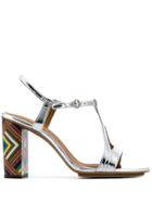 See By Chloé Strappy Sandals With Embellished Heel - Silver