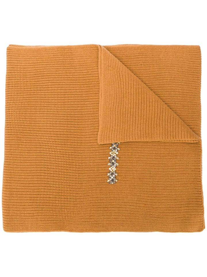 Semicouture Crystal Detail Scarf - Nude & Neutrals