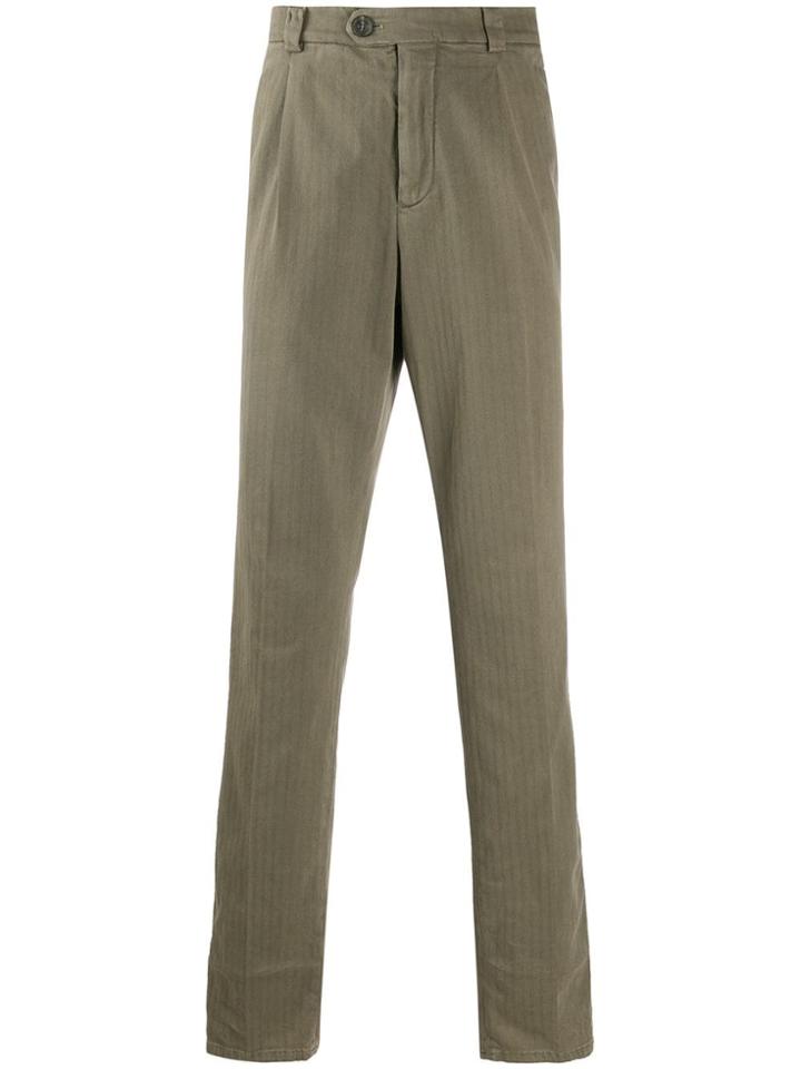 Brunello Cucinelli Striped Pattern Tailored Trousers - Green