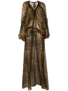 Saint Laurent Leopard Print Maxi Dress - Neutrals