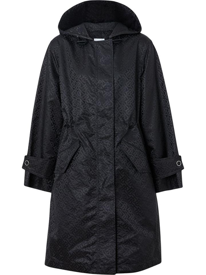Burberry Monogram Jacquard Hooded Parka - Black