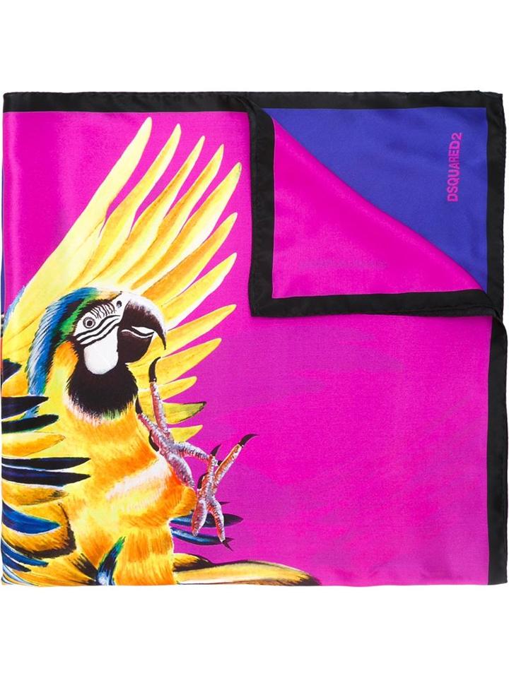 Dsquared2 Parrot Print Scarf, Adult Unisex, Silk