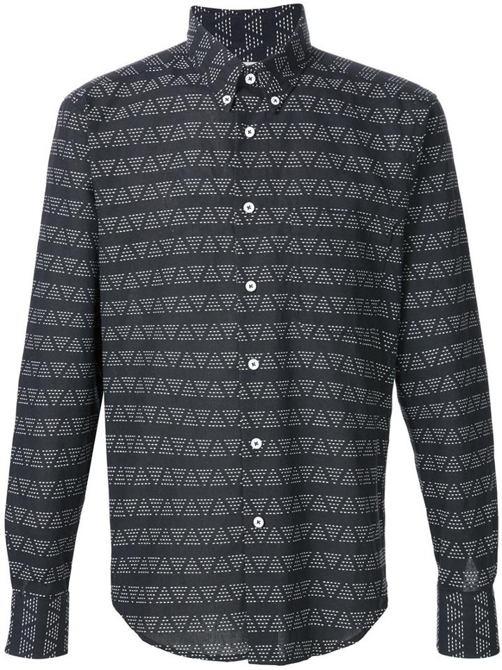 Naked And Famous Triangle Print Shirt, Men's, Size: Xl, Black, Cotton